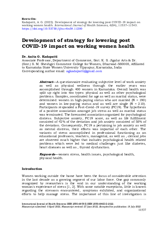 (PDF) Development of strategy for lowering post COVID-19 impact on ...
