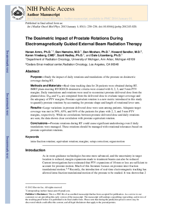 (PDF) The Dosimetric Impact of Prostate Rotations During ...