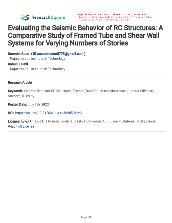 (PDF) Evaluating the Seismic Behavior of RC Structures: A Comparative ...