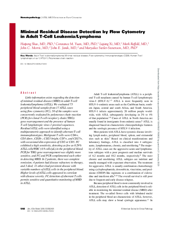(PDF) Minimal Residual Disease Detection by Flow Cytometry in Adult T ...
