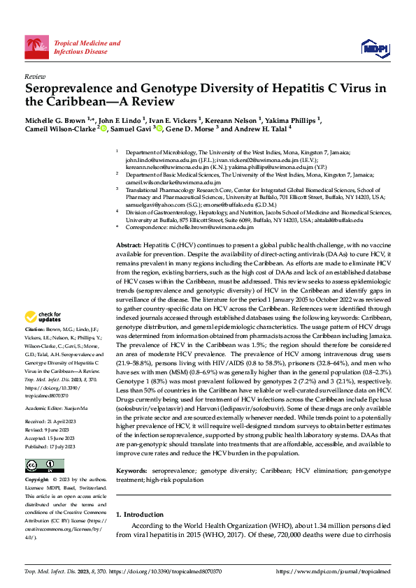 (PDF) Seroprevalence and Genotype Diversity of Hepatitis C Virus in the ...