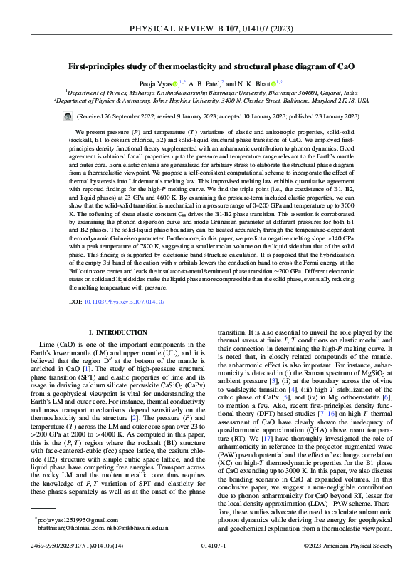 (PDF) First-principles study of thermoelasticity and structural phase ...