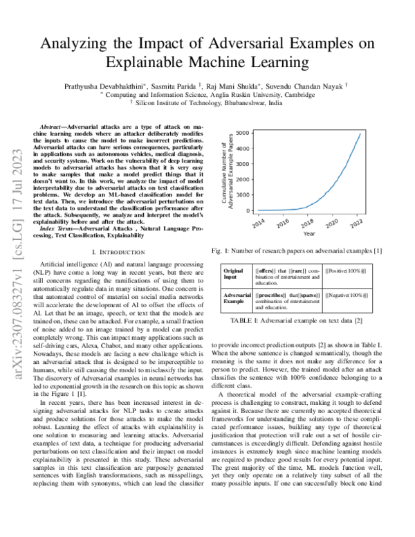 (PDF) Analyzing the Impact of Adversarial Examples on Explainable ...