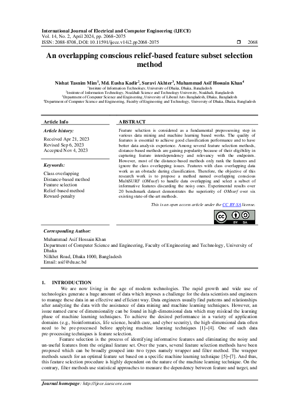 (PDF) An overlapping conscious relief-based feature subset selection method