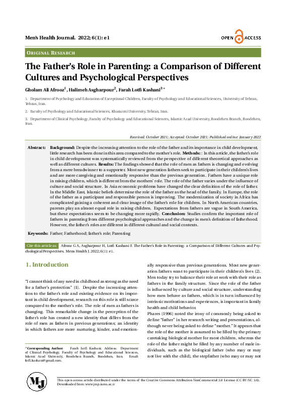 (PDF) The Father's Role in Parenting: a Comparison of Different ...