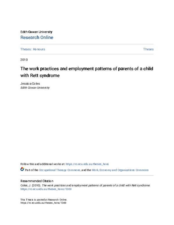 (PDF) The work practices and employment patterns of parents of a child ...