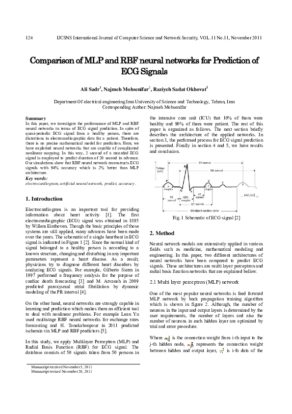 (PDF) Comparison of MLP and RBF neural networks for Prediction of ECG ...