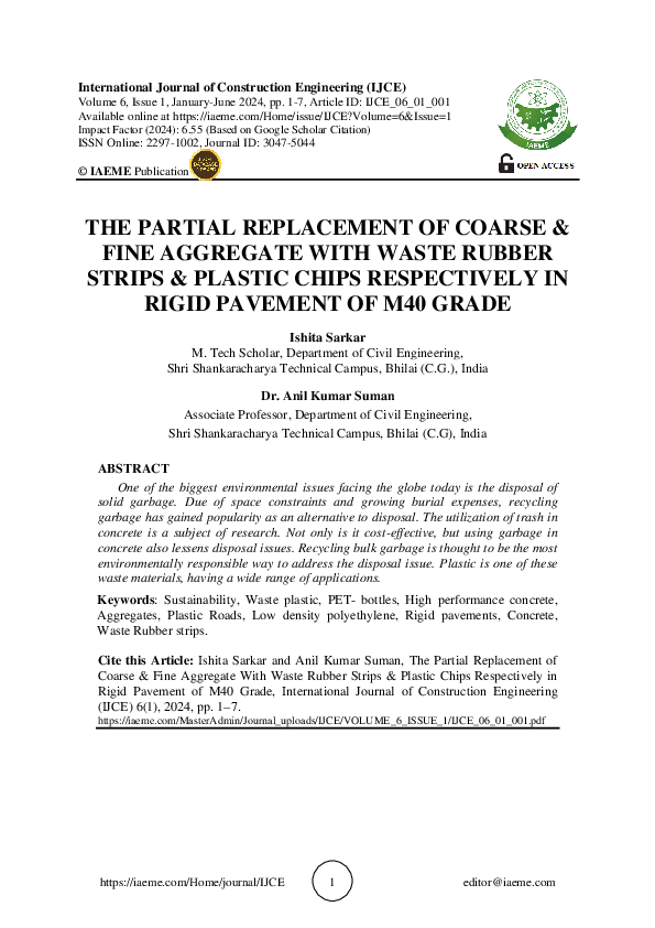 (PDF) THE PARTIAL REPLACEMENT OF COARSE & FINE AGGREGATE WITH WASTE ...