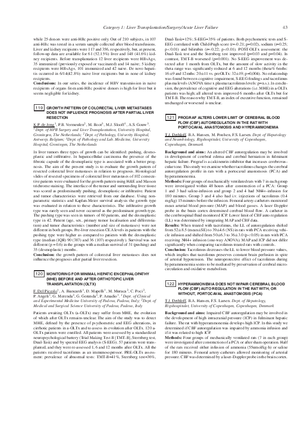 119 Growth pattern of colorectal liver metastases does not influence prognosis after partial liver resection