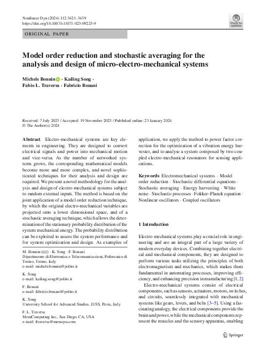 (PDF) Model order reduction and stochastic averaging for the analysis ...