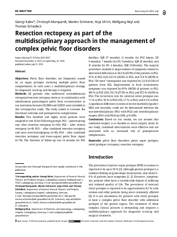 (PDF) Resection rectopexy as part of the multidisciplinary approach in ...