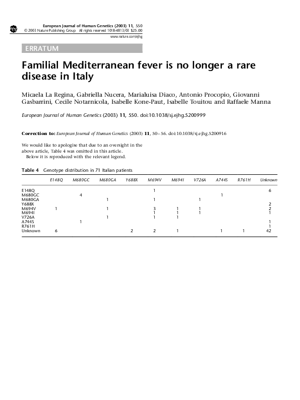 (PDF) Erratum: Familial Mediterranean fever is no longer a rare disease ...
