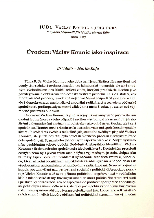 Václav Kounic jako inspirace / Vaclav Kounic as Inspiration
