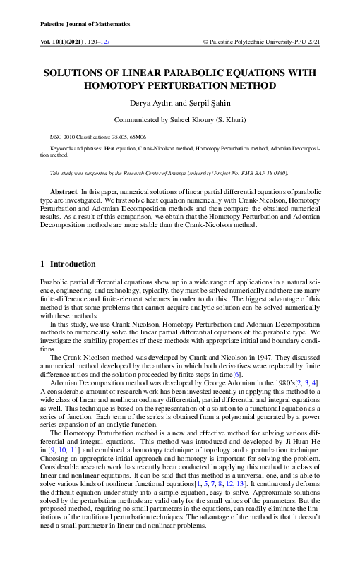 (PDF) Solutions of Linear Parabolic Equations with Homotopy ...