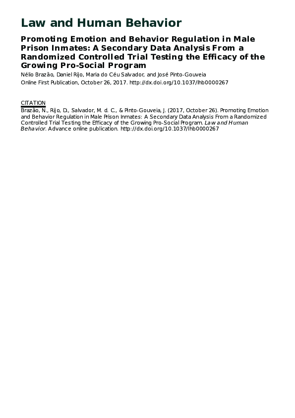 (PDF) Promoting emotion and behavior regulation in male prison inmates ...