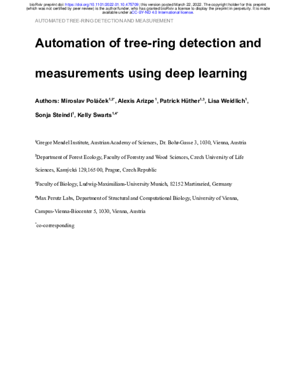 (PDF) Automation of tree-ring detection and measurements using deep ...
