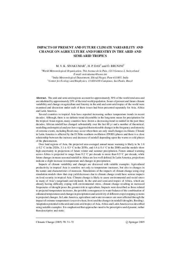 (PDF) Impacts of Present and Future Climate Variability and Change on ...