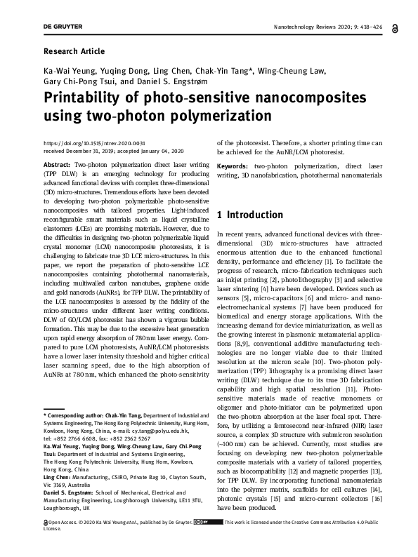 (PDF) Printability of photo-sensitive nanocomposites using two-photon ...