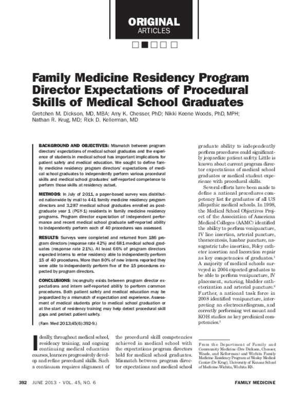 (PDF) Family medicine residency program director expectations of ...