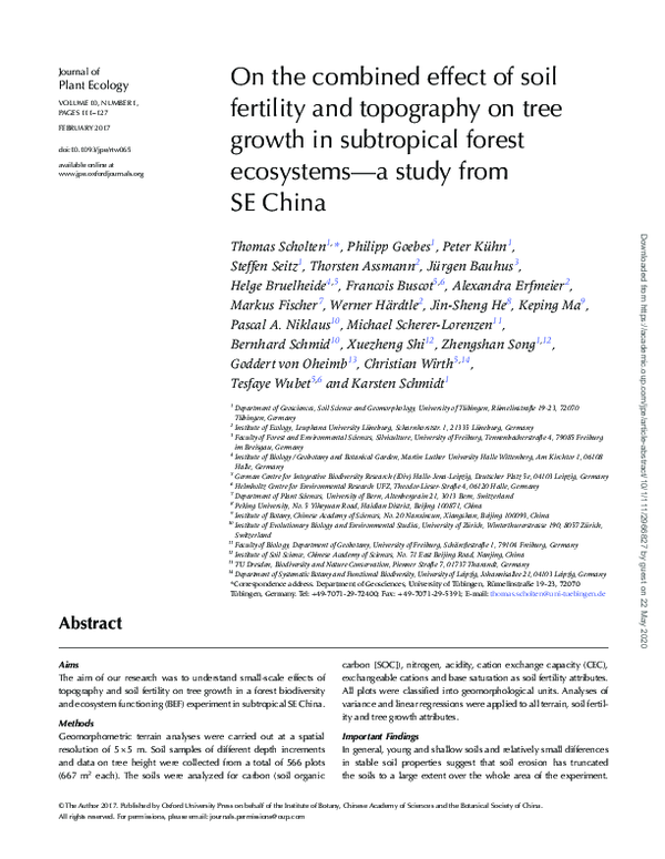 (PDF) On the combined effect of soil fertility and topography on tree ...