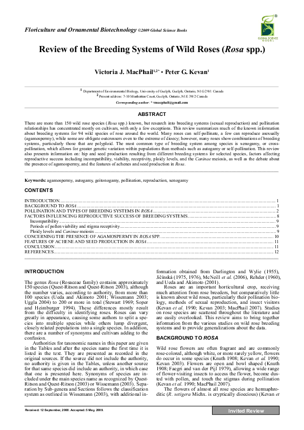 (PDF) Review of the Breeding Systems of Wild Roses (Rosa spp.)