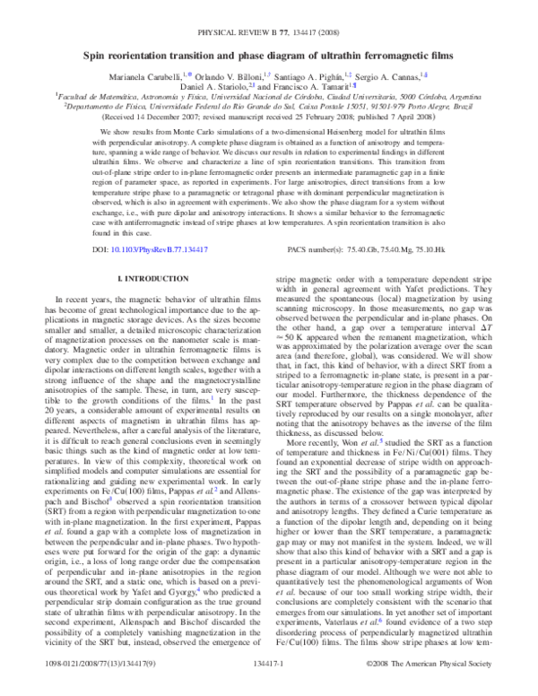 (PDF) Spin reorientation transition and phase diagram of ultrathin ...