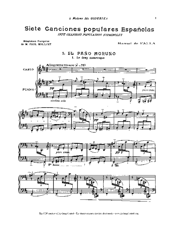 Pdf Siete Canciones Populares Españolas Manuel De Falla