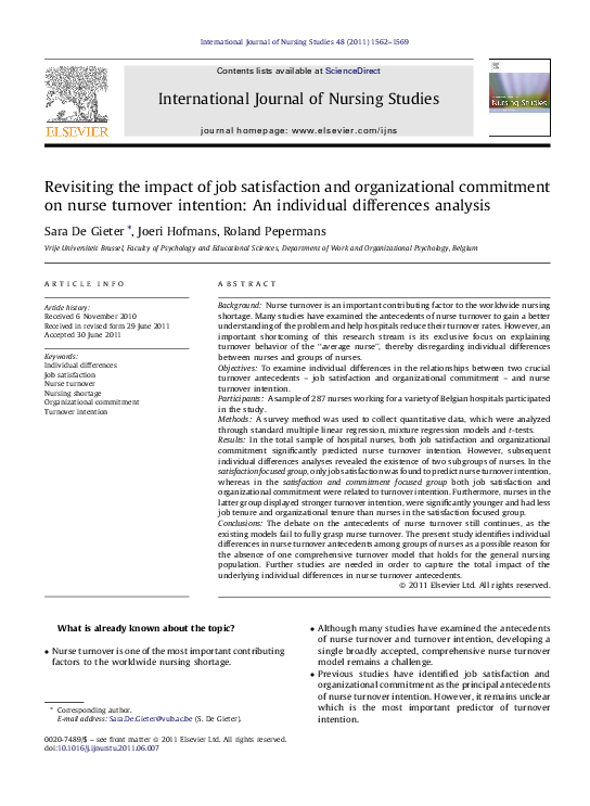 (PDF) Revisiting the impact of job satisfaction and organizational ...