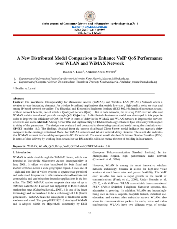 (PDF) A new Distributed Model Comparison to Enhance VoIP QoS ...
