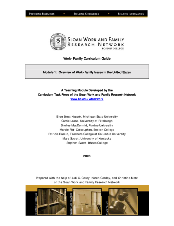 (PDF) Module 1: Overview of Work-Family Issues in the United States ...