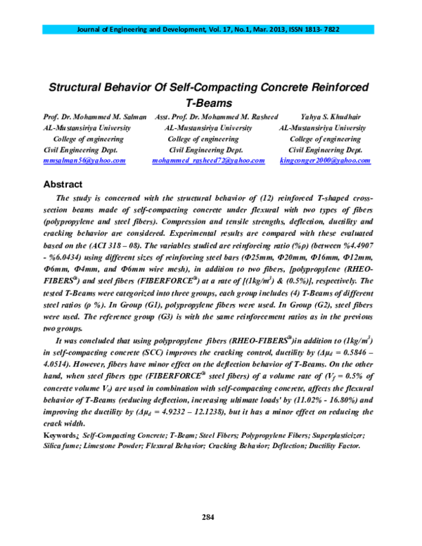 (PDF) Structural Behavior Of Self-Compacting Concrete Reinforced T-Beams