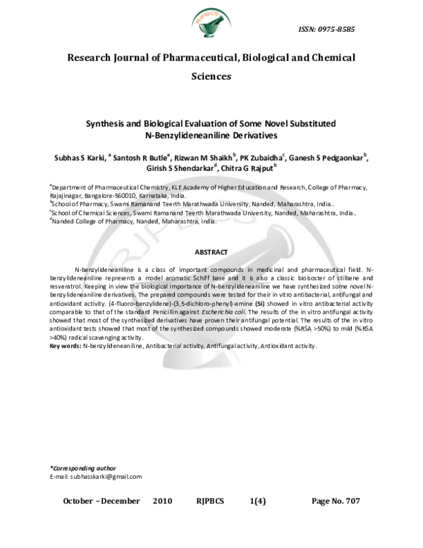 (PDF) Synthesis and Biological Evaluation of Some Novel Substituted N ...