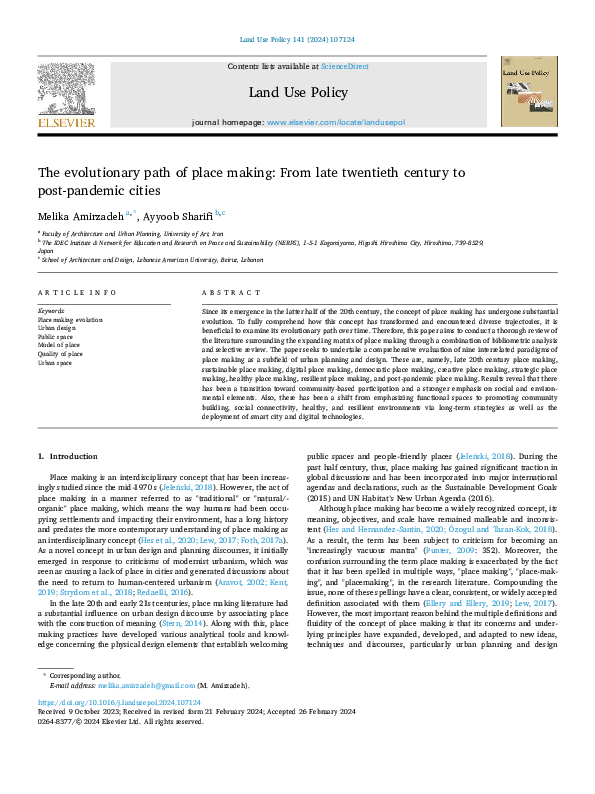 (PDF) The evolutionary path of place making: From late twentieth ...