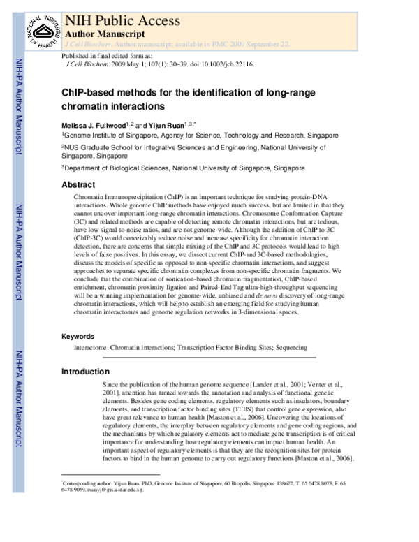 (PDF) ChIP‐based methods for the identification of long‐range chromatin ...