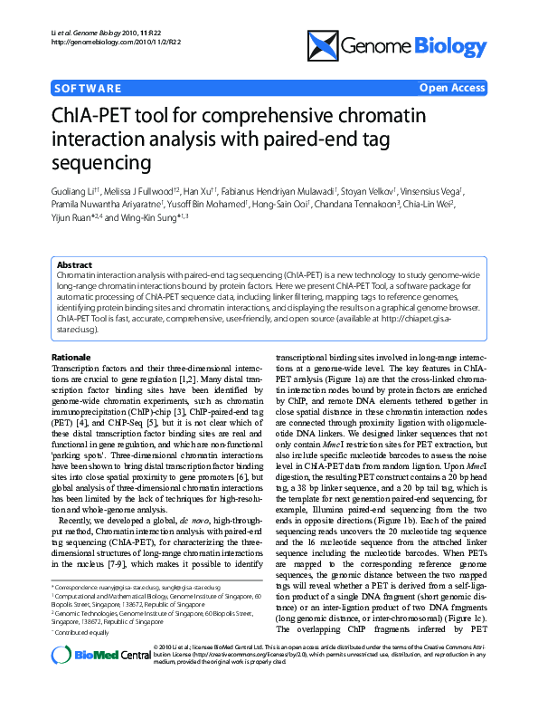 (PDF) ChIA-PET tool for comprehensive chromatin interaction analysis ...