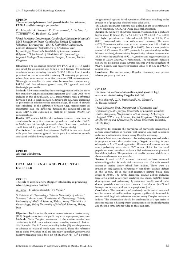 (PDF) OP11.01: The role of uterine artery Doppler velocimetry in ...