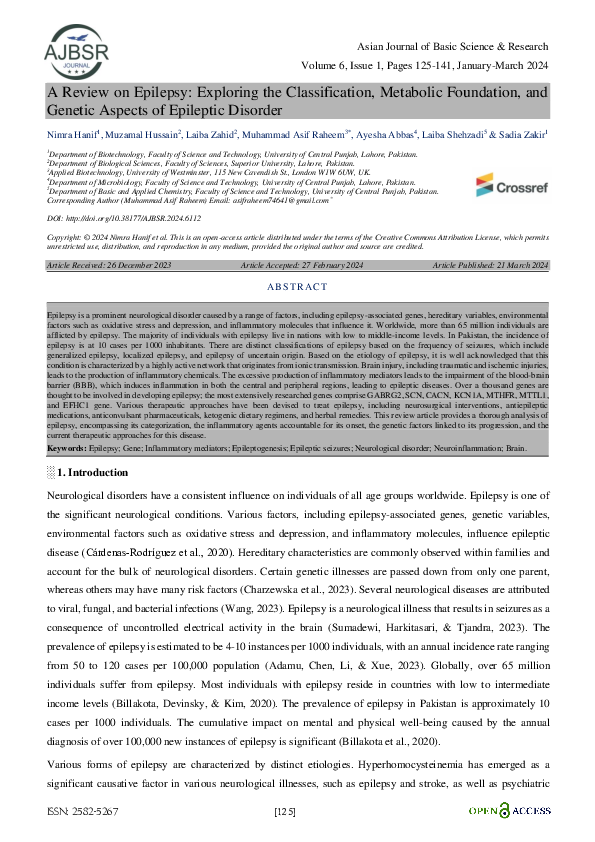 (PDF) A Review on Epilepsy: Exploring the Classification, Metabolic ...