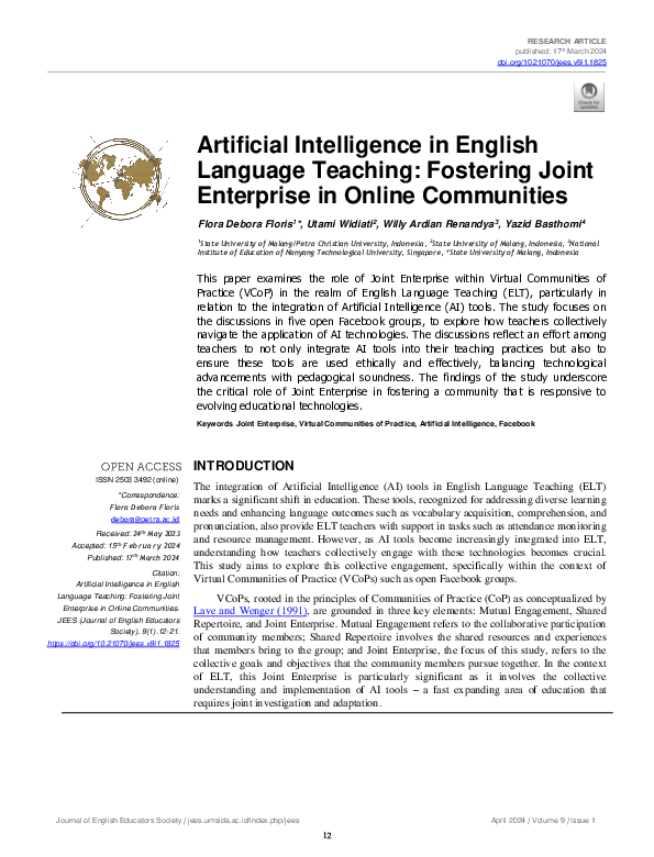 (PDF) Artificial Intelligence in English Language Teaching: Fostering ...