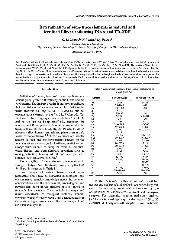 (PDF) Determination of some trace elements in natural and fertilised ...