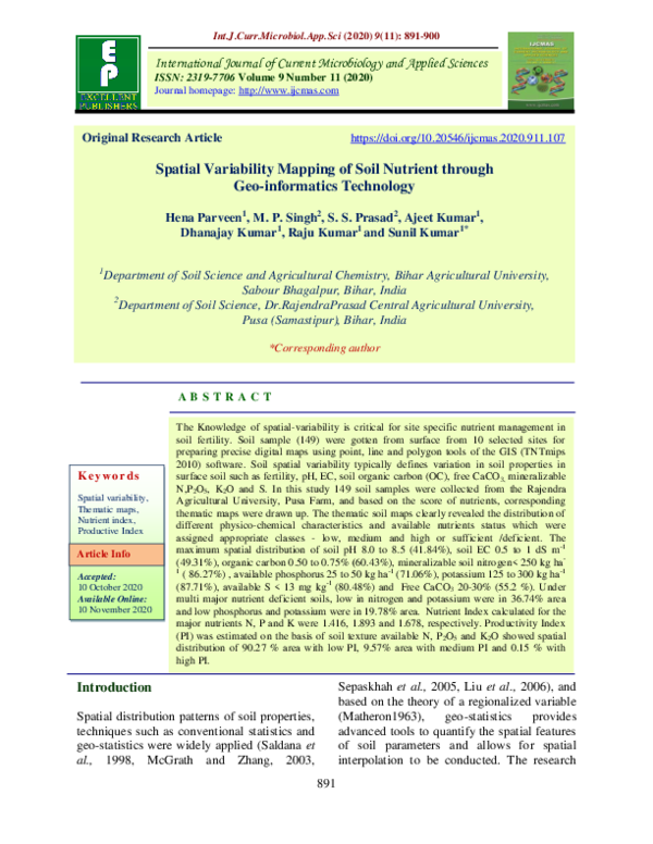 (PDF) Spatial Variability Mapping of Soil Nutrient through Geo ...