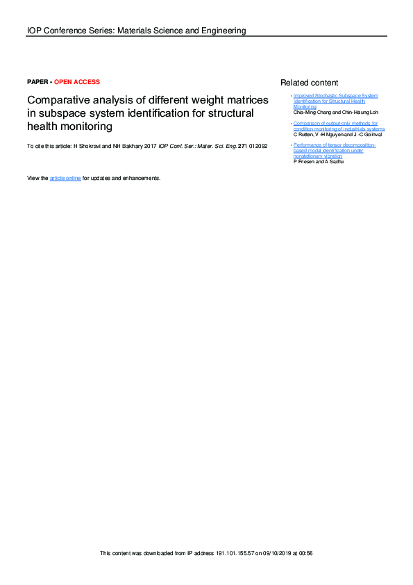 (PDF) Comparative analysis of different weight matrices in subspace ...