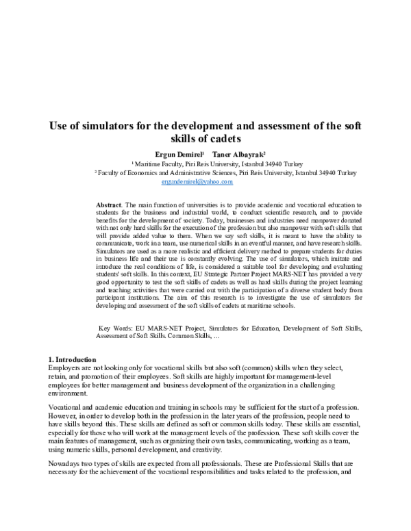 (DOC) Use of simulators for the development and assessment of the soft ...