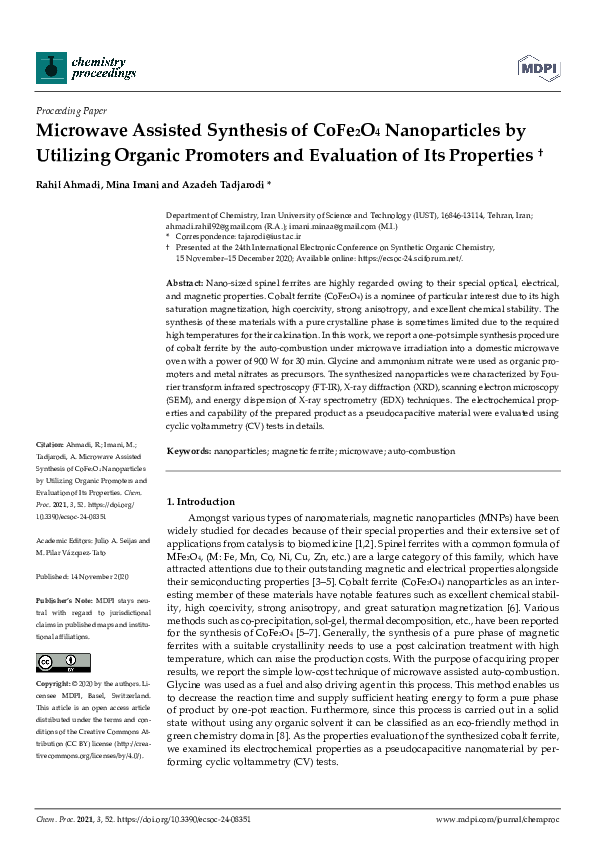 (PDF) Microwave Assisted Synthesis of CoFe2O4 Nanoparticles by ...
