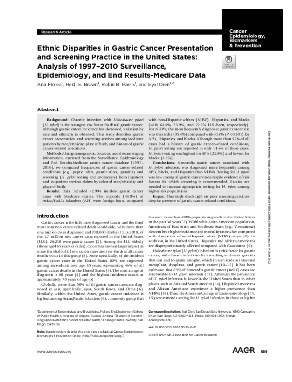 (PDF) Ethnic Disparities in Gastric Cancer Presentation and Screening ...