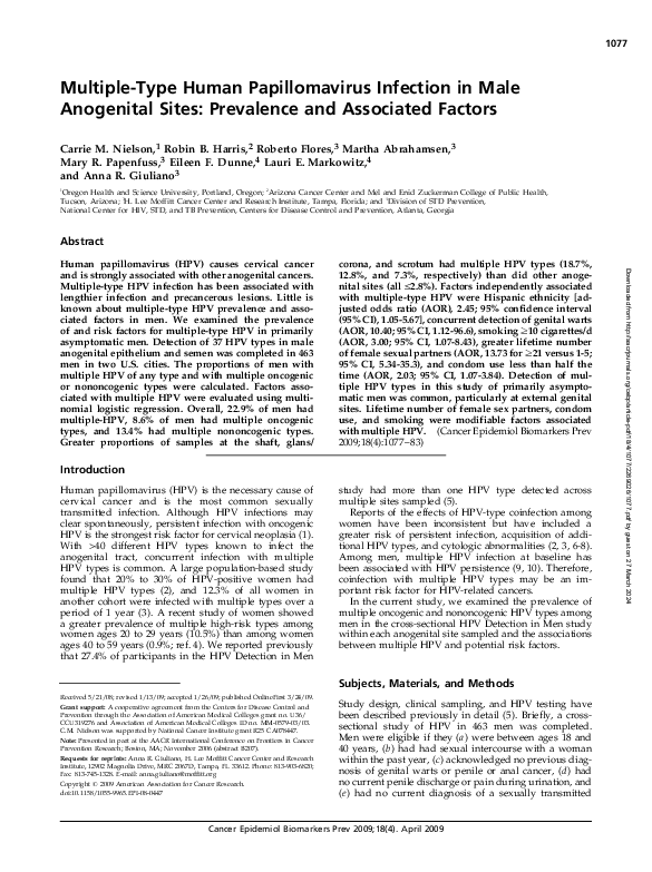 (PDF) Multiple-Type Human Papillomavirus Infection in Male Anogenital ...
