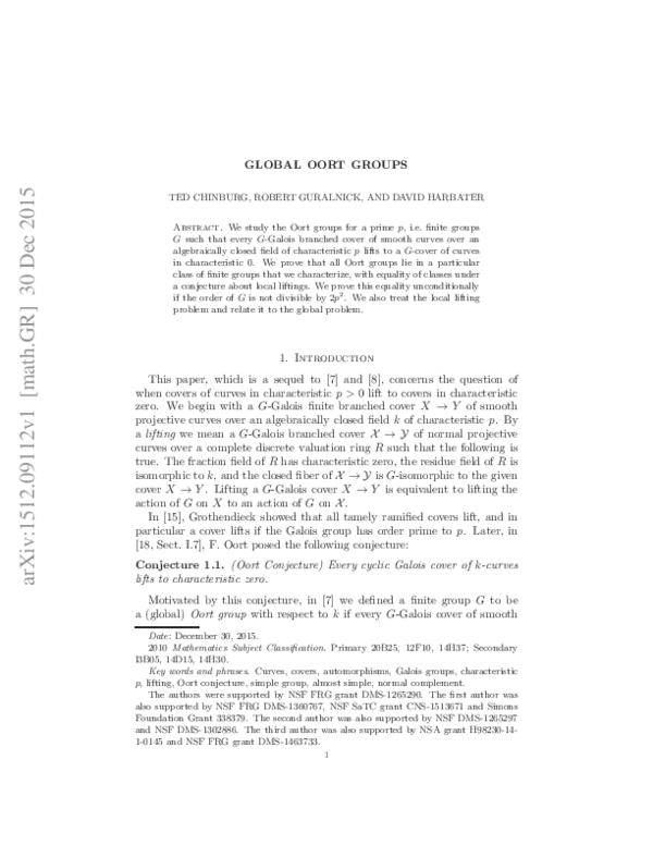 (PDF) Global Oort Groups
