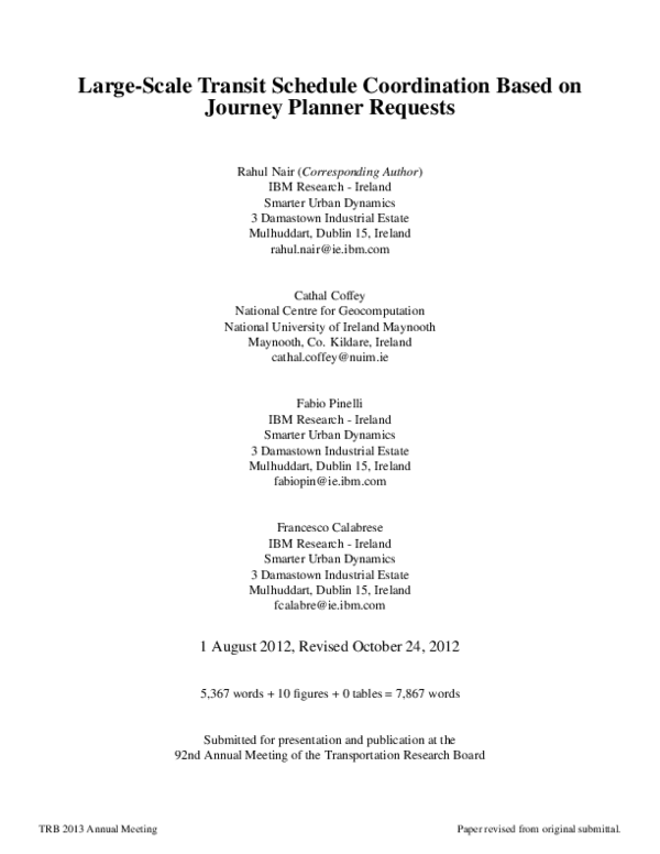 (PDF) Large-Scale Transit Schedule Coordination Based on Journey ...
