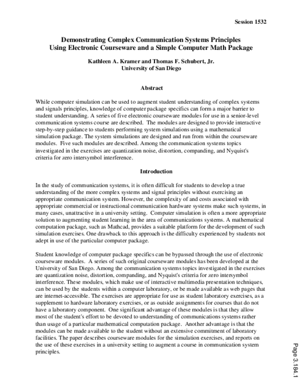 (PDF) Demonstrating Complex Communication Systems Principles Using ...
