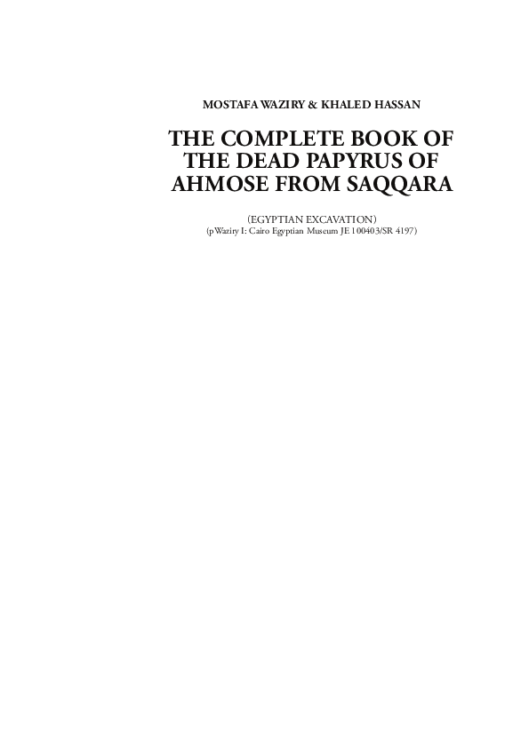 (PDF) THE COMPLETE BOOK OF THE DEAD PAPYRUS OF AHMOSE FROM SAQQARA