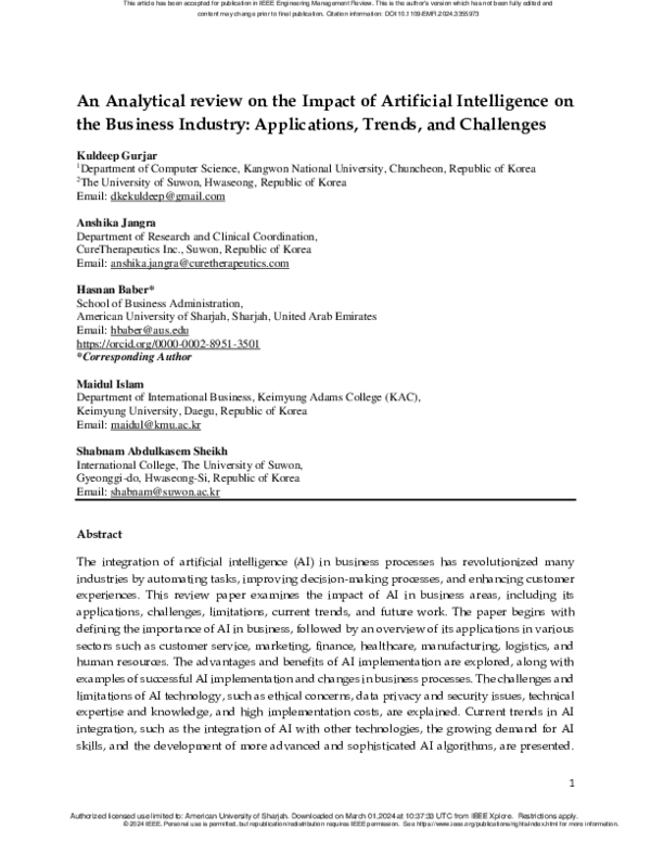 (PDF) An Analytical review on the Impact of Artificial Intelligence on ...
